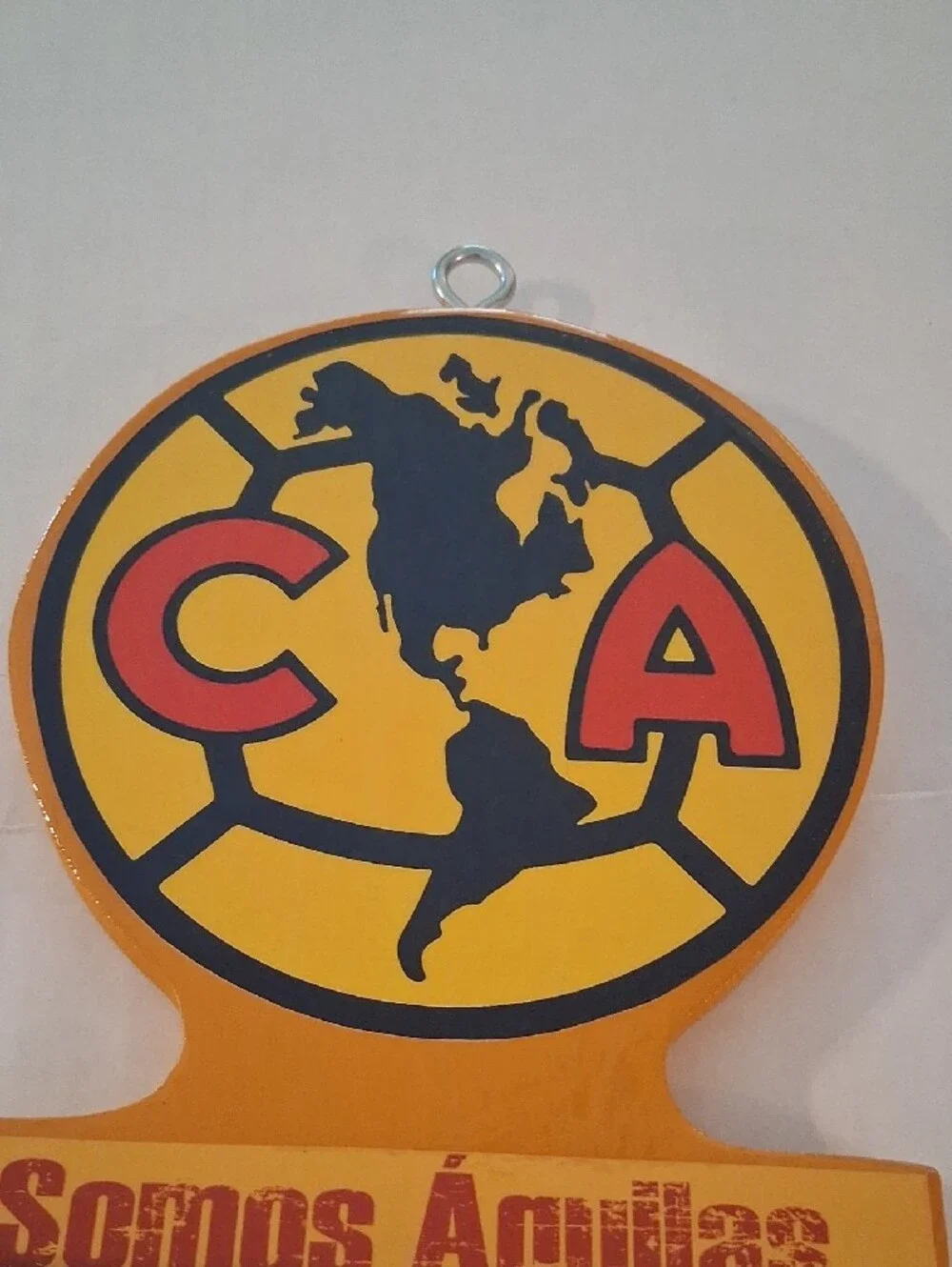 Club América Yellow Red Key Hook Sign - Somos Águilas